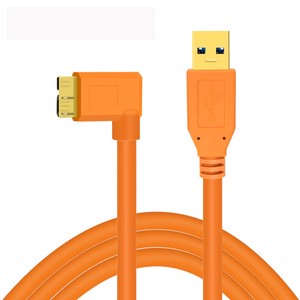 90 Degree Left Angled USB 3.0 Micro B Camera Tethering Cable 5m 8m 10m Camera to PC Data Cable Fast Transfer for Canon 5D4 Nikon