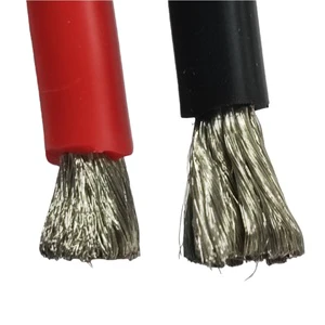 Battery Power Cable 25 35 50 70mm² Tinned Copper Silicone IP65 1500V High Temperature Resistance Flexible Solar Cables Black Red
