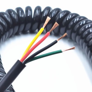 4-Core TPU Spiral Wire 18AWG 0.75mm² Stretchable Spring Tensile Cable for Building Heating PVC Cable for Household Electrical