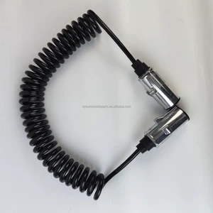 Truck Trailer New High Quality 7pin Metal Trailer Plug Coiled Cable PU Insulated Spring Spiral Heavy Duty Power Cables