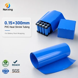 PVC Heat Shrink Tubing Tube Pipe 300mm Blue Black 600V Rated Voltage -40~105 For 18650/21700 Lithium Battery Packs