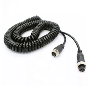 EASTYLE 4M/6M/8M/10M DIN-4 4-PIN Copper Conductor Weatherproof Aviation Spiral Extension Cable for Truck Digital Video Recorder