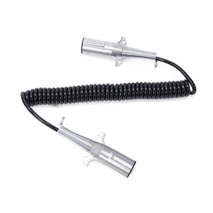 Heavy Duty Trailer Connector Spiral Cable with 7 Way Metal Trailer Plug
