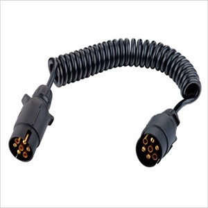 Trailer plug with spring cable