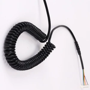 2-Core 1.5mm² Copper Core TPU/PVC Spring Spiral Cable Flexible Retractable Wear-Resistant Auto/Power Tools Equipment Wiring
