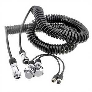 12V to 24V 5-Pin Spiral Truck Trailer Rear View Camera Cable with 1CH Copper Conductor for One Camera