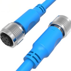 High Quality M12 8 Pin X-coded Cat6A 26AWG Copper Shielded Industrial Ethernet Cable Waterproof Male/Female Connector Factory