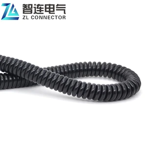 3-Core Copper Spring Spiral Power Cable 450V PE Insulated Coiled Cord with Male Female Connectors for Electric Equipment
