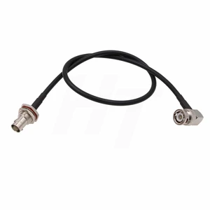 6G SDI 50Ω Coax Cable Right Angle BNC Male To Bulkhead BNC Female Double Shielded Low Loss RG223 For Camera/Video/GPS 30ft