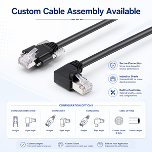 Industrial RJ45 Ethernet Cable with Screw Lock | Secure Locking RJ45 Cable for Camera & Automation