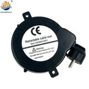 EU 3-Cores 1.0mm Retractable Cable Reel Instrumentation 220V Retractable Extension Cord Retractable Cable Reel 3M Spring Reel