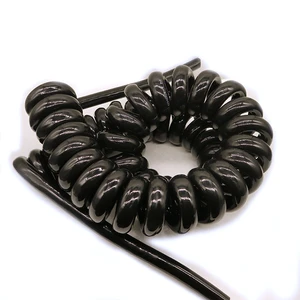 High Elastic Copper Conductor PE Spring Spiral Electrical Coiled Cable Customizable Length for Medical Communication Use