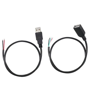 Industrial 5V 2A USB 2.0 Male 2Pin 4Pin Stranded Bare Wire Pigtail Cable for DIY Repair Replacement Power Supply