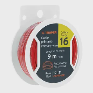 MASTER 96 Reel with 9m Red Primary Cable 16 Gauge TRUPER Copper Conductor PVC Insulation 300V IP20 Industrial & Building Use