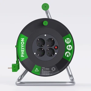 Pheiyon Power Reel 50M 16A 4-Way GS CE Schuko Type F Industrial Cable Reel for Commercial Warehouse Industrial IP20 OEM ODM