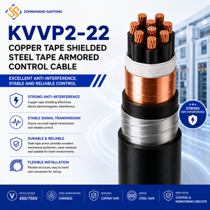 KVVP2-22 Stranded Copper PVC Shielded Steel Tape Armored Control Cable 6mm IP68 450/750V For Industrial Automation OEM CE RoHS