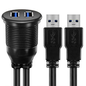CUSTOM Male To Female Waterproof Flush Mount Dual USB3.0 Cable