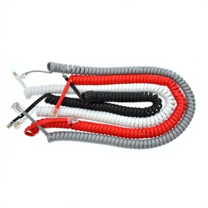 2m 3m Black RJ9 Coiled Phone Cord 4P4C Curly Spiral Cable Telephone Handset Cord