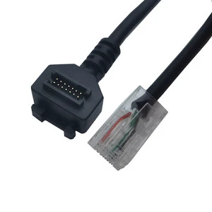 2025 New 2m Spiral Coiled USB Cable 14Pin IDC to RJ45 8P8C Pitch 1.27mm Connector Cable for VeriFone VX820/VX810/VX805