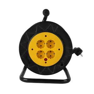 Heavy Duty CE Certified Portable Electric Extension Wire Reel Cable Retractable 4-Way Socket Outlet BS Male & IEC Female End