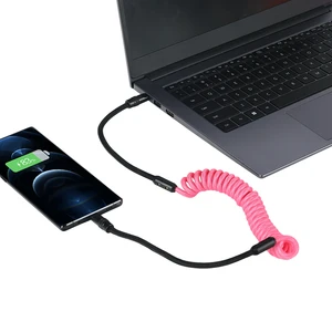 Wholesale Flexible Spring Spiral Phone Charging Wired Retractable Fast Charger Data Cable Type C Cable