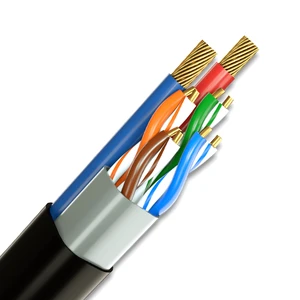 OEM Outdoor Cat6 Cable 4pair Reel with Power CCA 26awg Cat6 Lan Cable with Armored Power Cable
