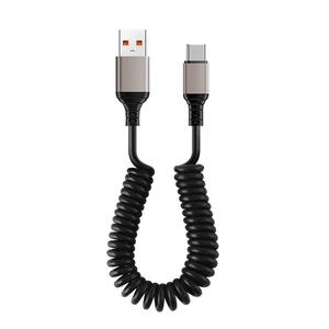 USB Spring Cable Retractable Spiral Coil Wire Flexible Data Charging Wire OEM ODM Factory Custom