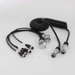 Hot Sale Heavy Duty 12-24v 5pin Waterproof Trailer Camera Connector Spiral Cable Safety Camera Cables for Truck