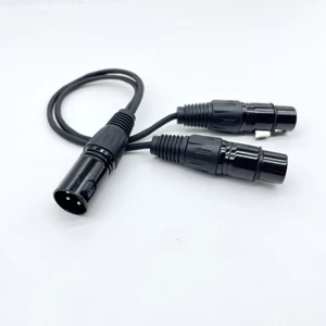 Stage Studio 3 Pin Balanced 0.5m 1m 2m 3m 5m Male to Dual Female XLR Audio Cable Wiring Harness with Zinc Alloy Shielding Shell