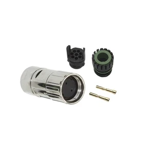 M17 Serie 2 2-Pin Female Metal Crimp Circular DIN Type 8A Current IP67 Waterproof 150V AC/DC Servo Power Connectors Brass