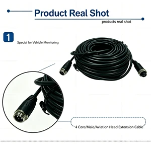 HIYIAV 5-20M 4-Pin Shielded Security Aviation Extension Cable 4-Core 12-24V UV Resistant Vehicle CCTV Video Wire Truck