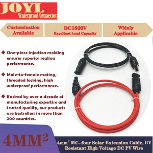 4mm Photovoltaic Extension Cable 1500V IP67 Waterproof UV Resistant Solar Panel Connection Wire Overhead Marine Outdoor Farm