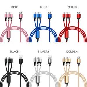 Factory OEM ODM Fast Charging 3 in 1 Nylon Braid Multi Function USB Data Cable Multi Color Options for Mobile & Computer