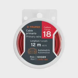BOX 4 Reel with 12 m of red primary cable, 18 gauge, TRUPER