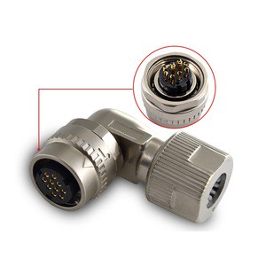 CM10 10 Pin Right Angle Connector IP67 Waterproof Push-Pull Lock for Mitsubishi Yaskawa Servo Encoder