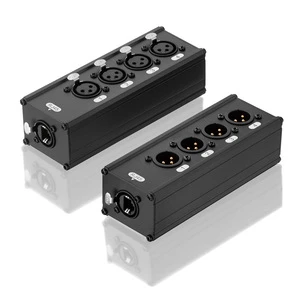 Bochara RJ45 to 4 Channel 3Pin XLR Audio/DMX Over Network Cable Extender for Stage Sound Lighting and Recording Studio