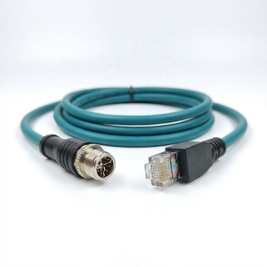 M12 X Coded 8 Pin RJ45 Cat6A Copper Industrial Ethernet Cable 10Gbps IP67 Waterproof Shielded Profinet Network Cable FPC Power