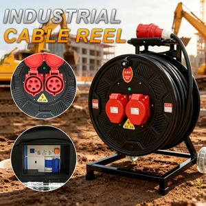 ZY-S32010 Mobile 220V10A/16A320mm Electrical Engineering Cable Reel Spool 20m Cable Length