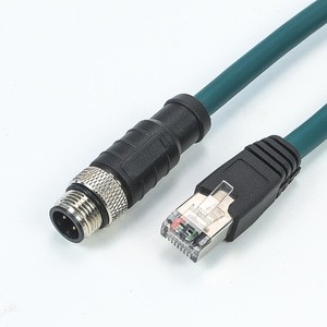 M12 4Pin to RJ45 Male Plug Industrial Ethernet Cable