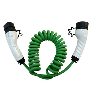 Fisher Manufacturers AC Type 2 to Type 2 32A 7KW Single Phase IEC62196 Spring Spiral Coiled Wire Cable Ev Charging Cable