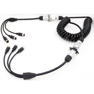 3 Channel Trailer Cable 0.4m*4m*0.4m 7pin Metal Connector Cable for Truck/lorry/caravan Rear View Camera System