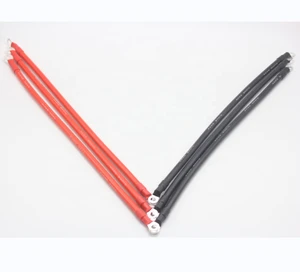 25mm2 4AWG Red Black Silicone Battery Cable Wire Sets With M8 Connectors Assembly