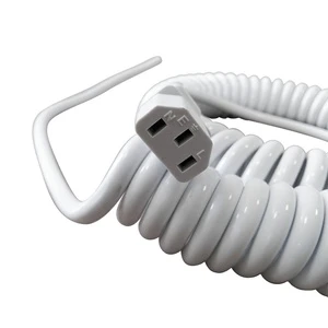 5m White Spiral Cable Iec C13 H05VV-F 3G*0.75mm2