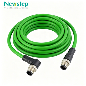 IP68 Waterproof Industrial Ethernet Cable M12 D-Code 4 Pin Male Right Angle to Straight Connector Shielded PUR Drag Chain Cable