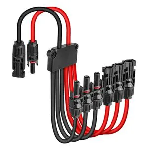 Solar Connectors Cable 4 Solar Panels IP68 Waterproof ABS Y Branch Male/Female Tool-Free Solar Cable Splitter 10AWG DC1500V 70A