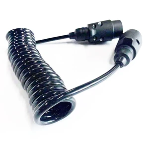 7x16AWG High Elasticity Spiral Cable Retractable Spring Coiled Cable with 7 Pin Connector