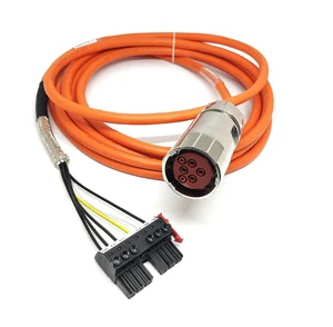 M40 DIN Power Servo Motor Connector Plug Cable Male/Female 6pin Brass PC Housing Orange Jacket 1000V Highly Flexible