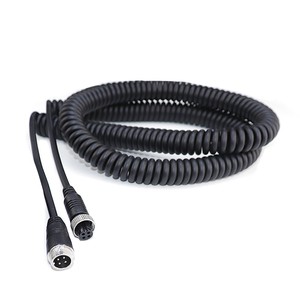 PVC Jacket Car Aviation Head M12 4Pin Coil Cords Power and Control Curly Cords Spiral Cable