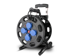 Outdoor 250V Power Supply Cord Reel UK EU Plug 25m 50M 100M 16a Rated Current PVC Rubber Wire Type Horse Cable Reel for Devices