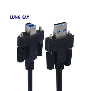 USB 3.0 Panel Mount Cable with Locking Screws Industrial Camera USB 3.0B Cable for Computers Printers Scanners Braided Shielding